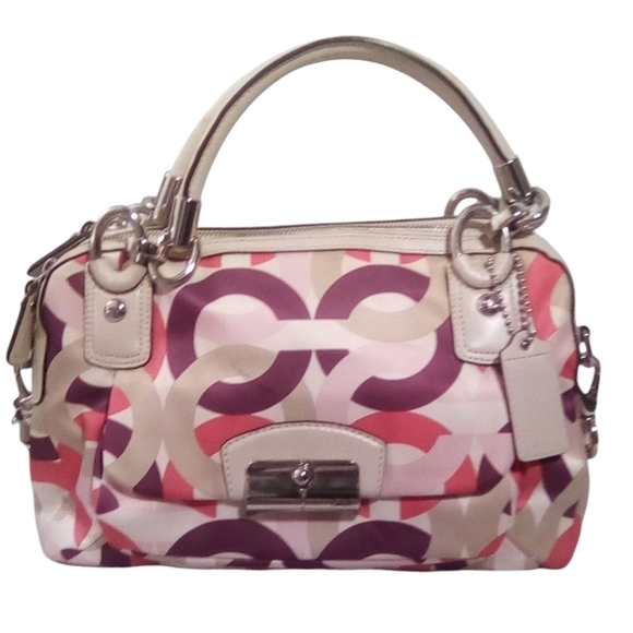 Coach Handbags - Coach Signature Scribble Print Crossbody Satchel – Multicolor Sateen & Leather